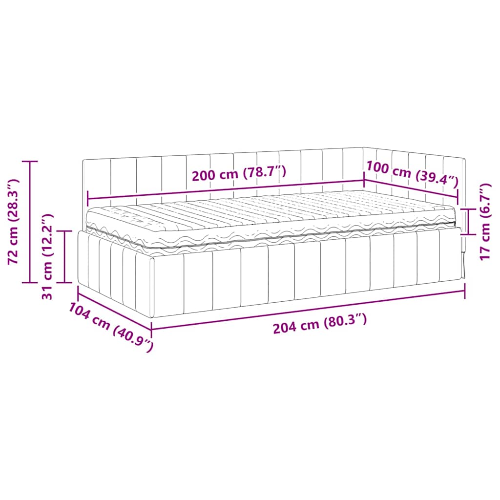 Kutni krevetni okvir s madracem s uzglavljem 2 pcs Plava Baršun