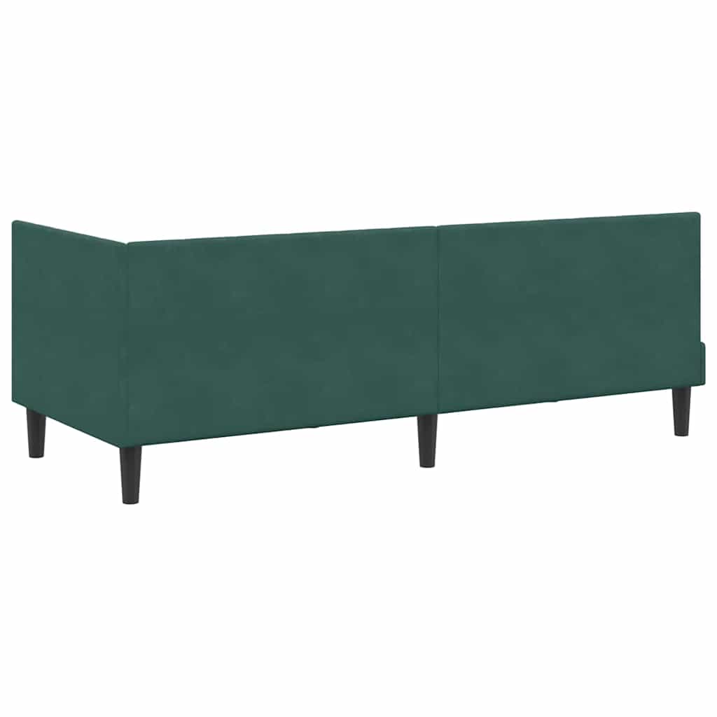 Kutni krevetni okvir s madracem 2 pcs Zelena Baršun