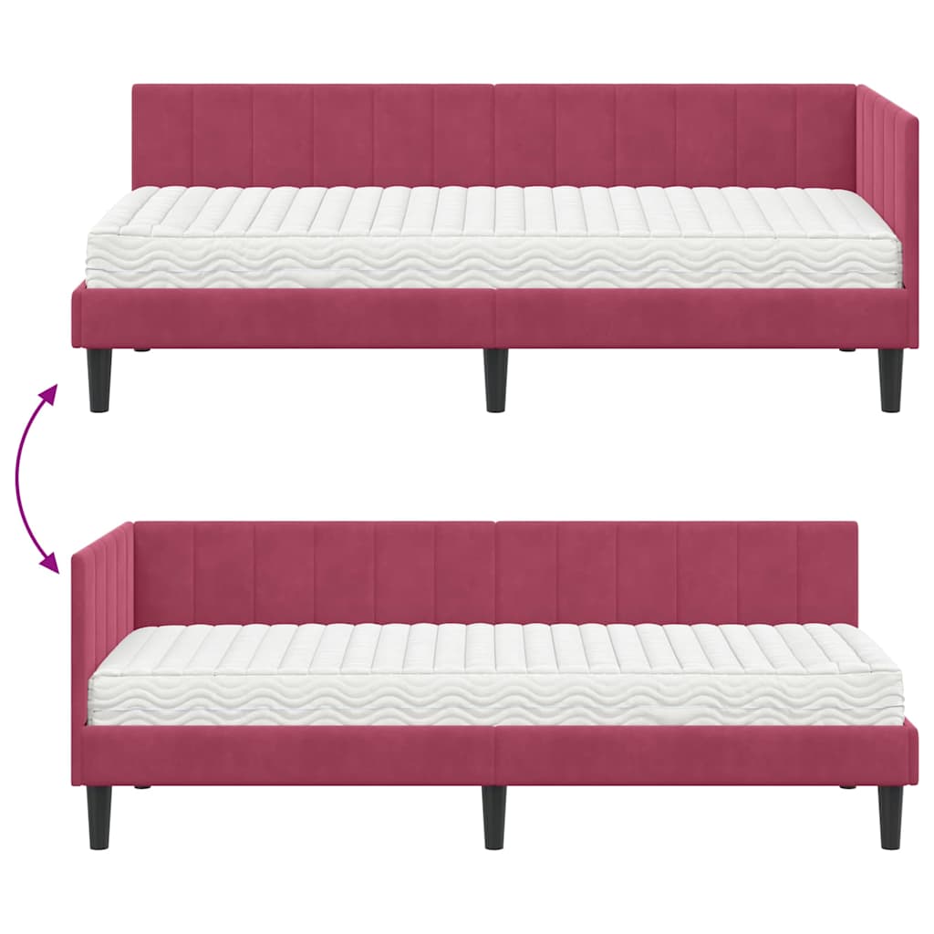 Kutni krevetni okvir s madracem 2 pcs Zelena Baršun