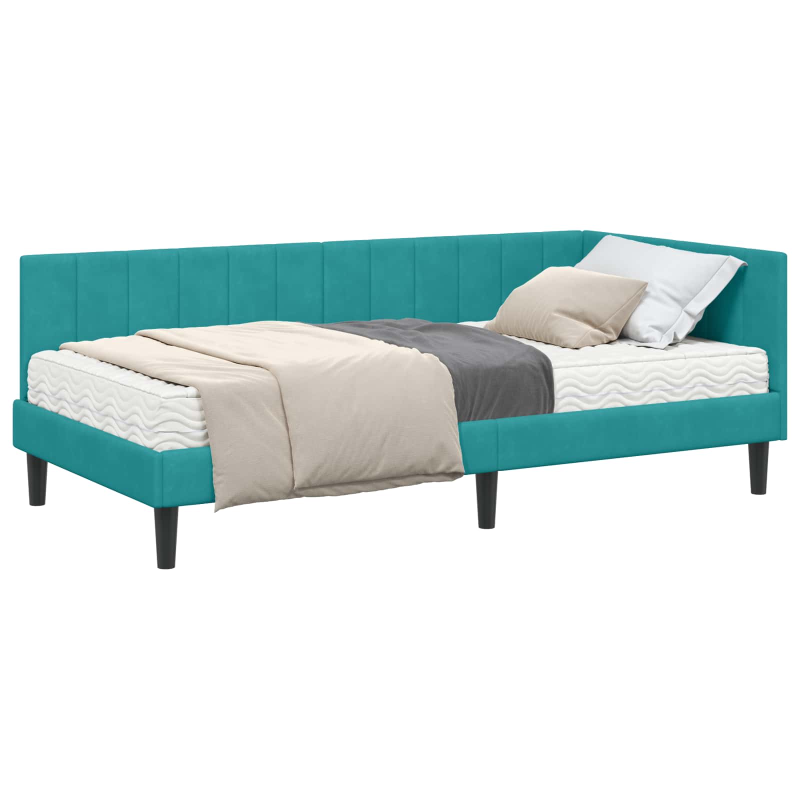 Kutni krevetni okvir s madracem 2 pcs Tirkizna Baršun