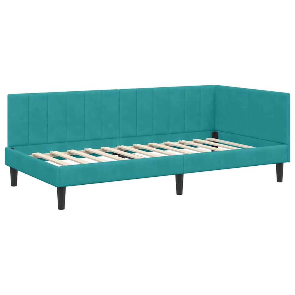Kutni krevetni okvir s madracem 2 pcs Tirkizna Baršun