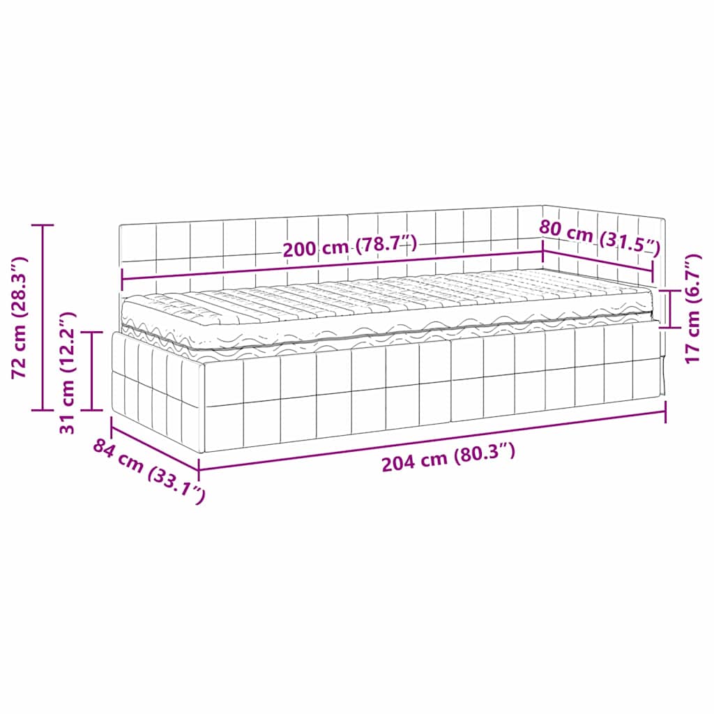 Kutni krevetni okvir s madracem s uzglavljem 2 pcs Siva Baršun
