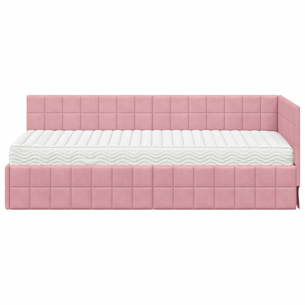 Kutni krevetni okvir s madracem s uzglavljem 2 pcs Siva Baršun