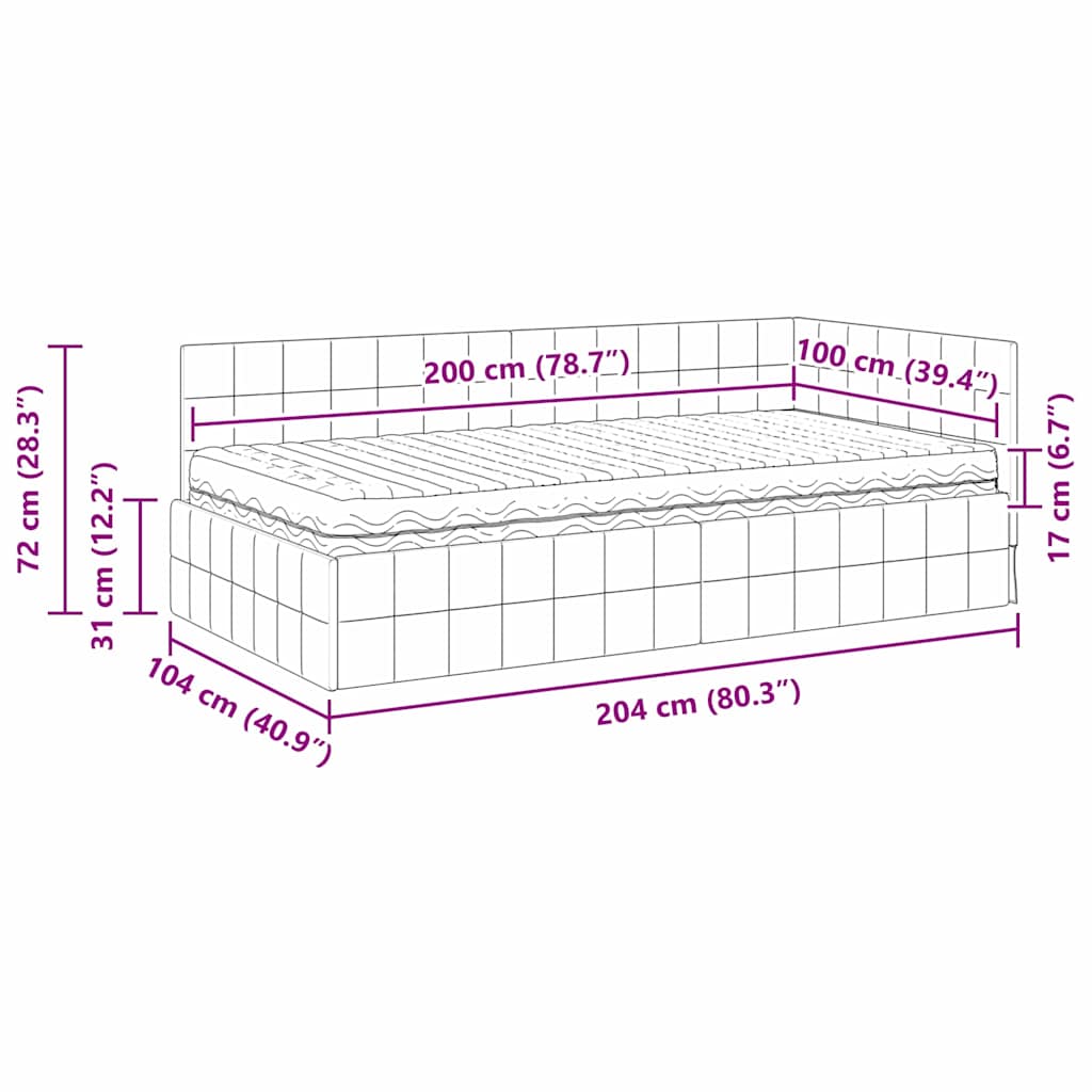 Kutni krevetni okvir s madracem s uzglavljem 2 pcs Žuta Baršun