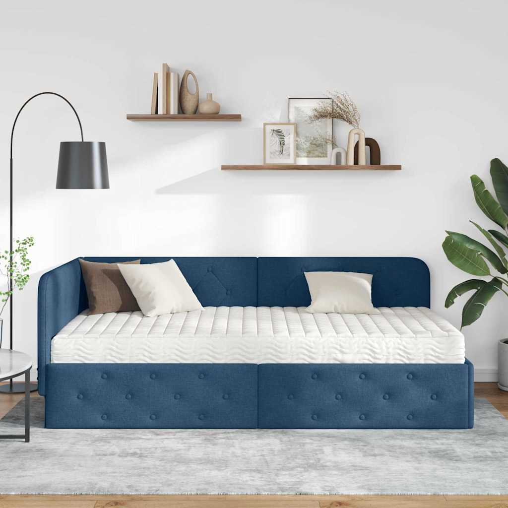 Kutni okvir kreveta Plava 90 x 190 cm tkanina
