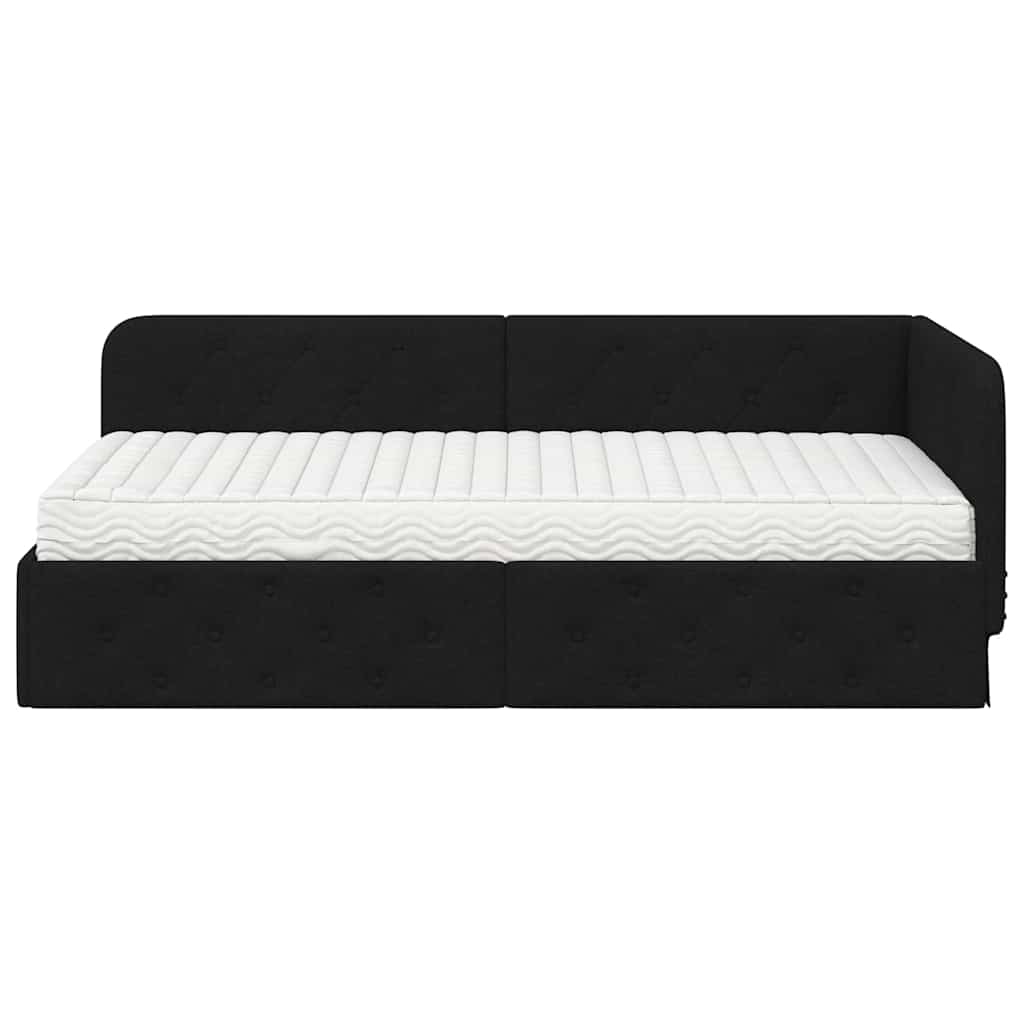 Kutni okvir kreveta Crna 90 x 200 cm tkanina