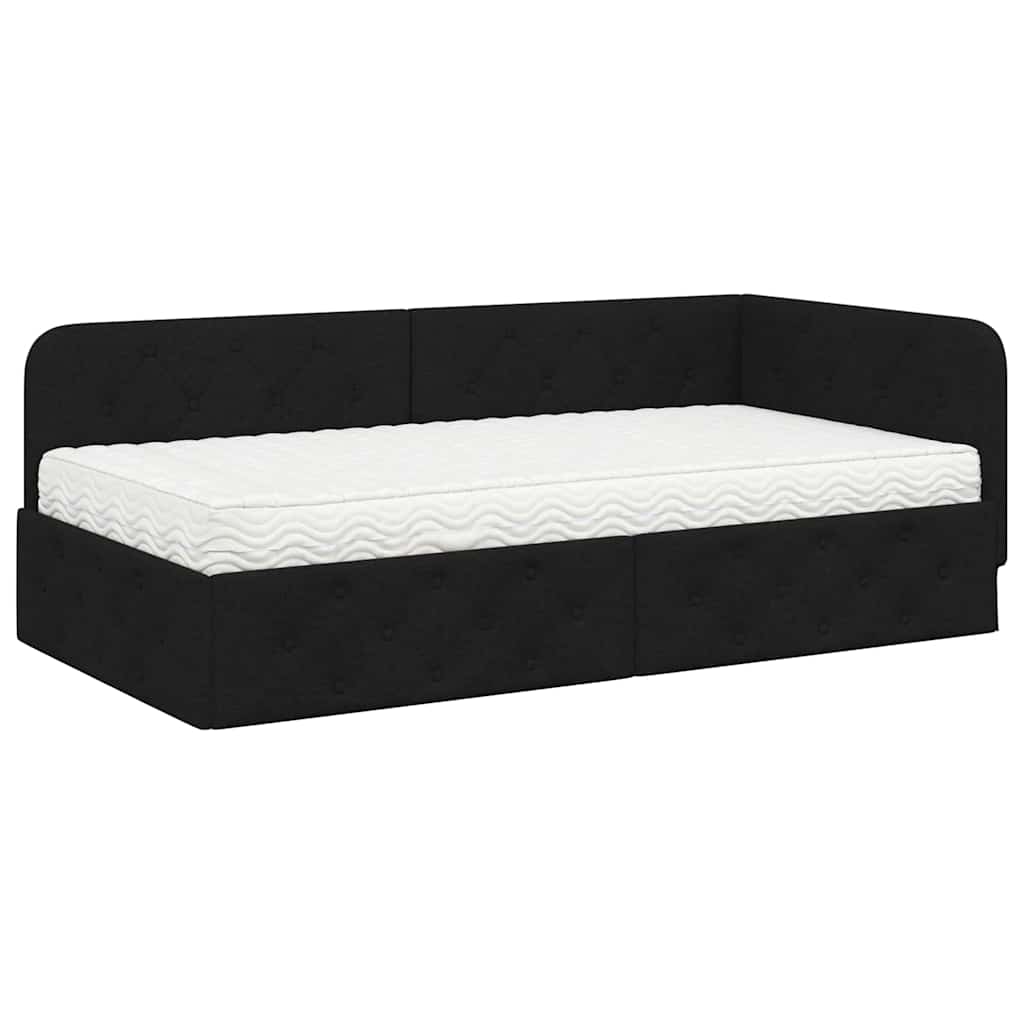 Kutni okvir kreveta Crna 100 x 200 cm tkanina