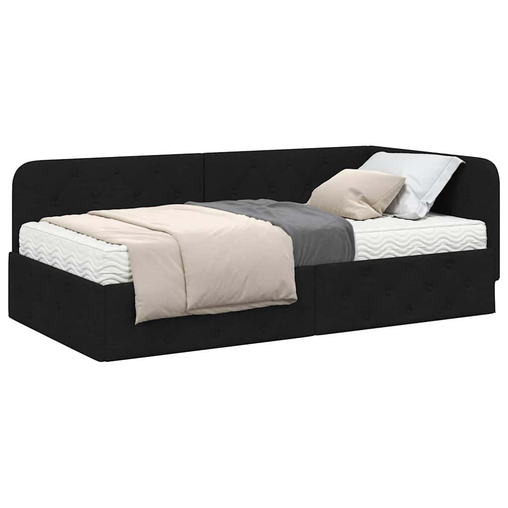 Kutni okvir kreveta Crna 100 x 200 cm tkanina