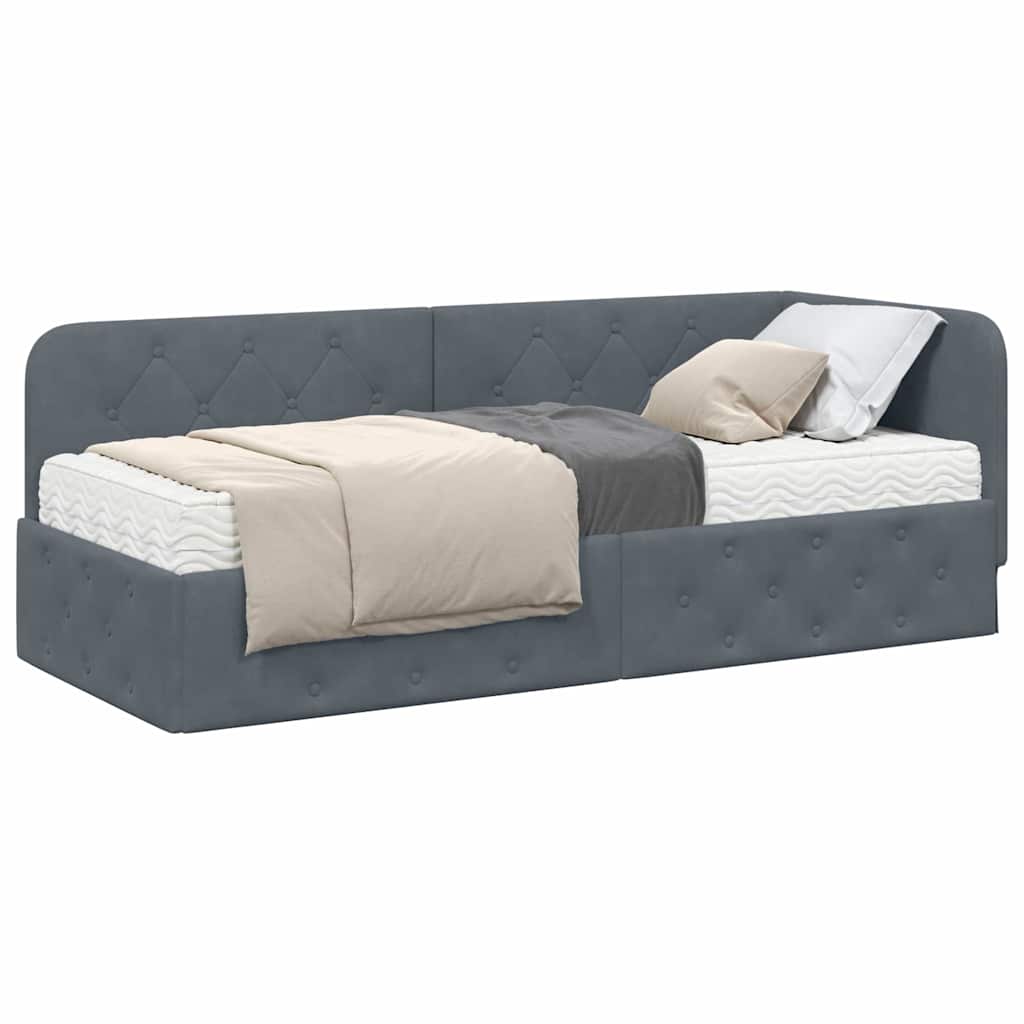 Kutni okvir kreveta Tamno siva 80 x 200 cm Baršun