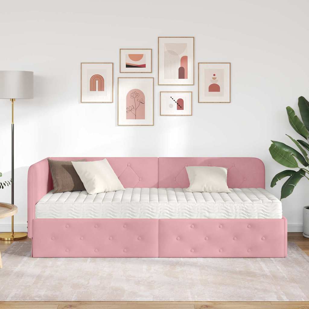 Kutni okvir kreveta Ružičasta 80 x 200 cm Baršun