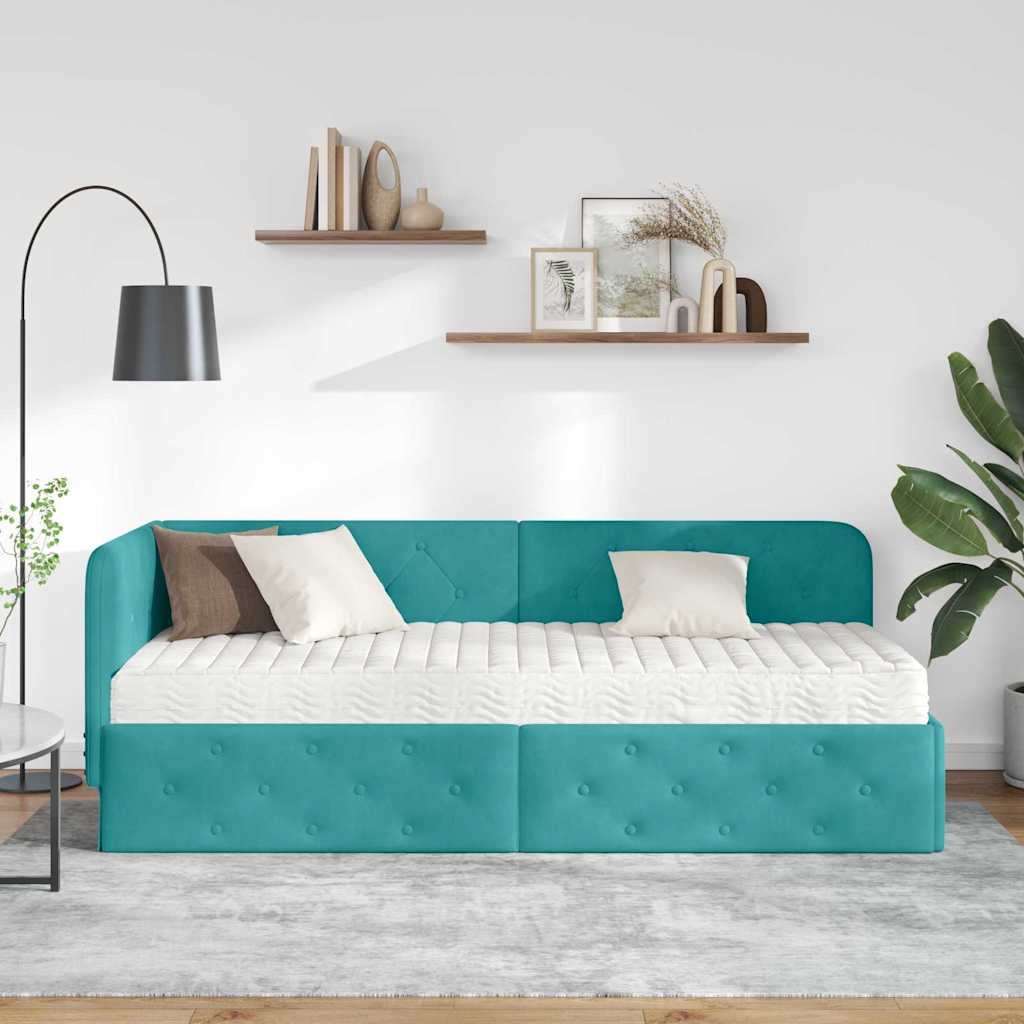 Kutni okvir kreveta Tirkizna 80 x 200 cm Baršun