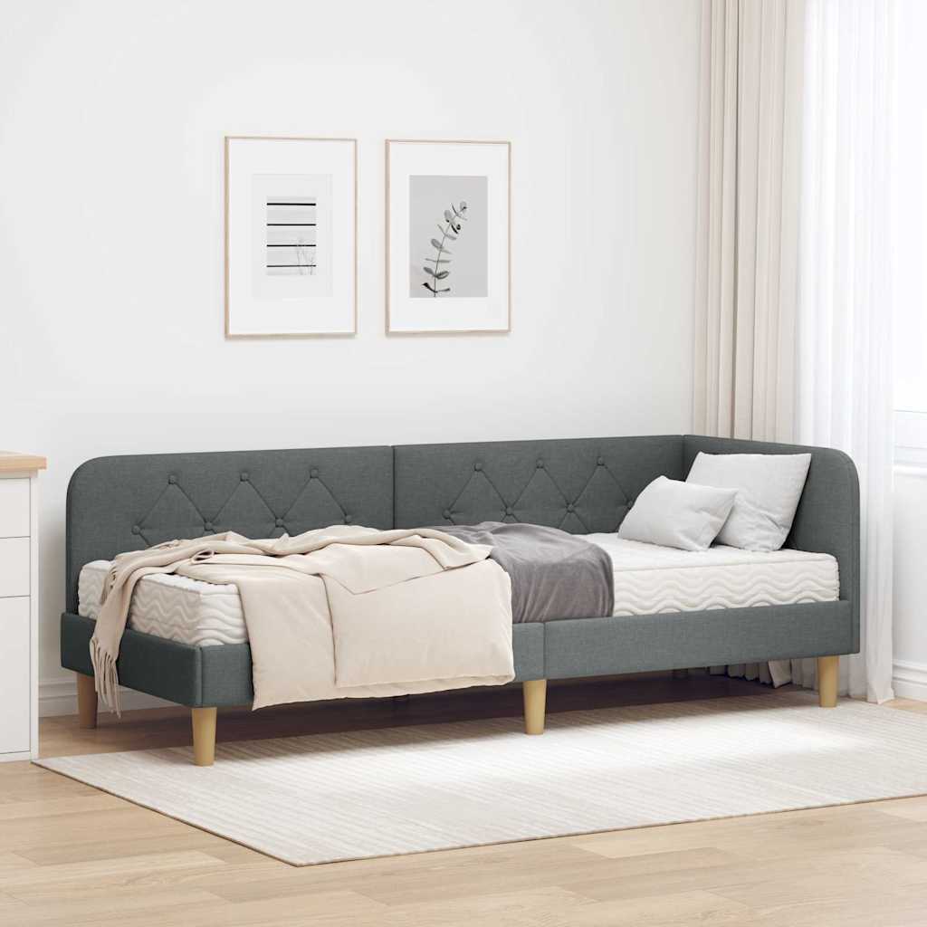 Kutni okvir kreveta Tamno siva 80 x 200 cm tkanina