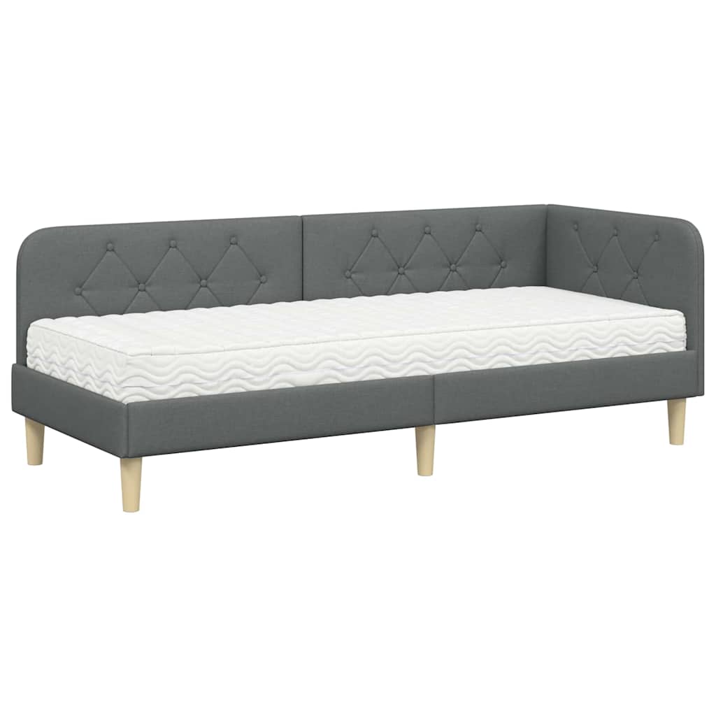 Kutni okvir kreveta Tamno siva 80 x 200 cm tkanina