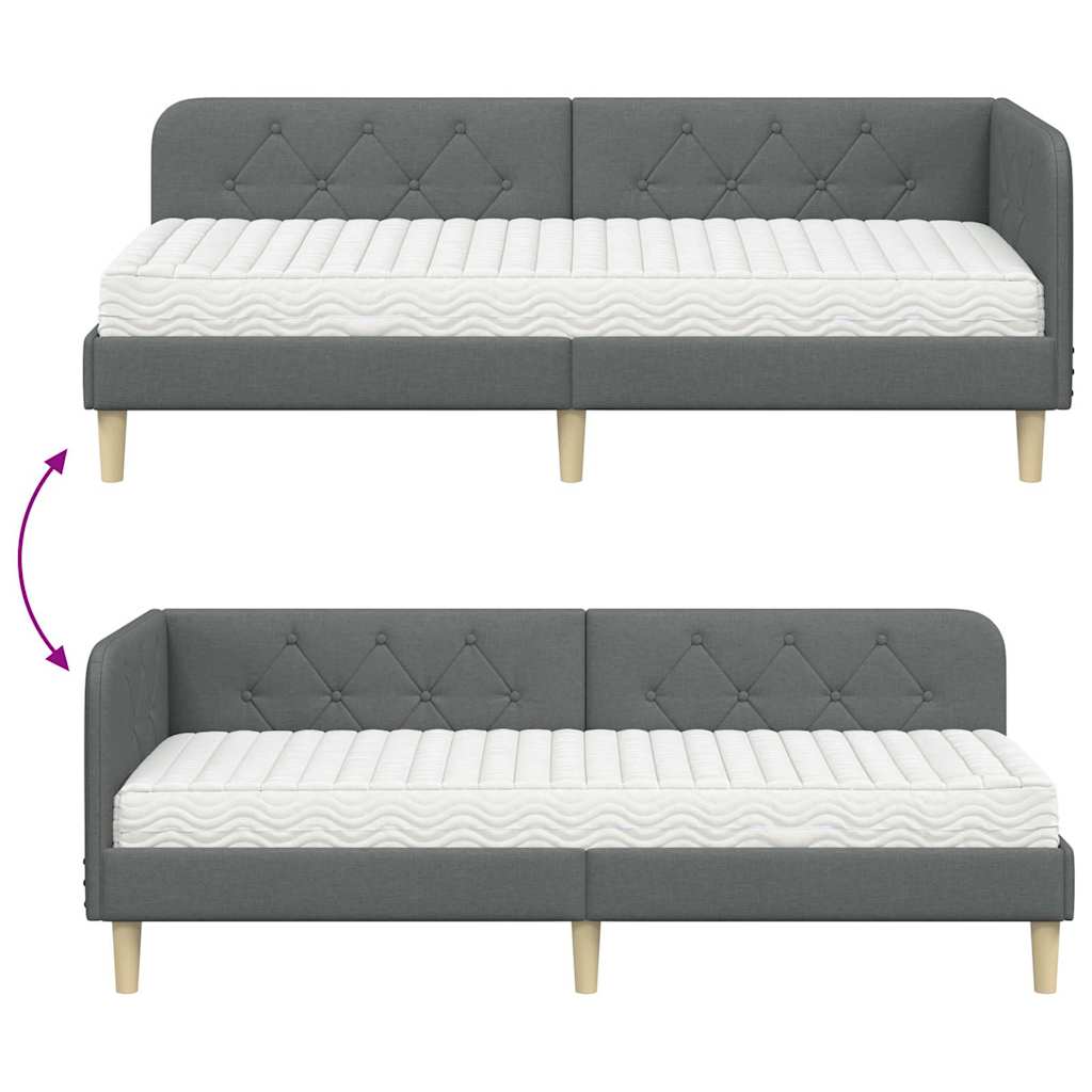 Kutni okvir kreveta Tamno siva 80 x 200 cm tkanina