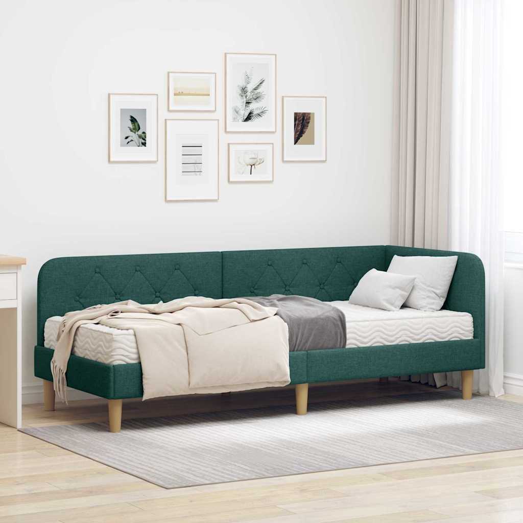 Kutni okvir kreveta Tamnozelena 80 x 200 cm tkanina