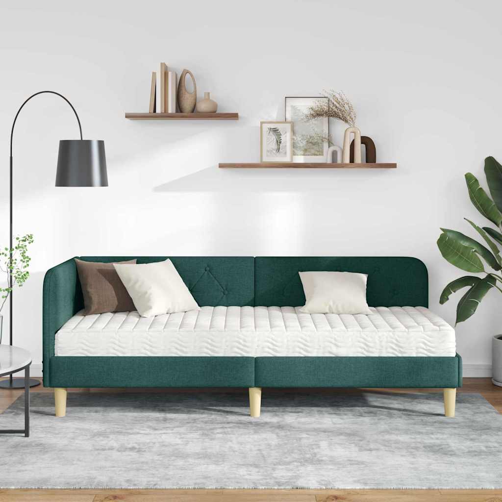 Kutni okvir kreveta Tamnozelena 80 x 200 cm tkanina