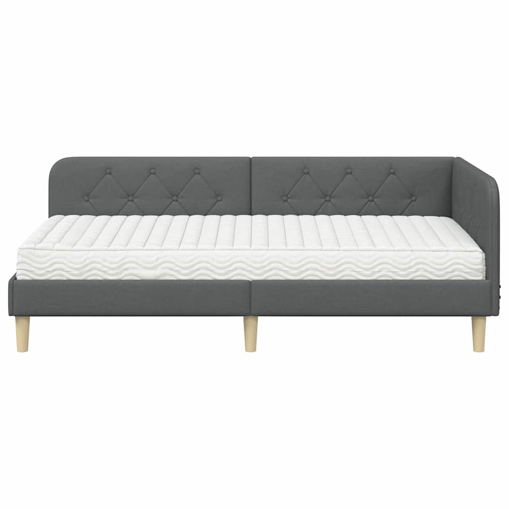Kutni okvir kreveta Tamno siva 90 x 190 cm tkanina