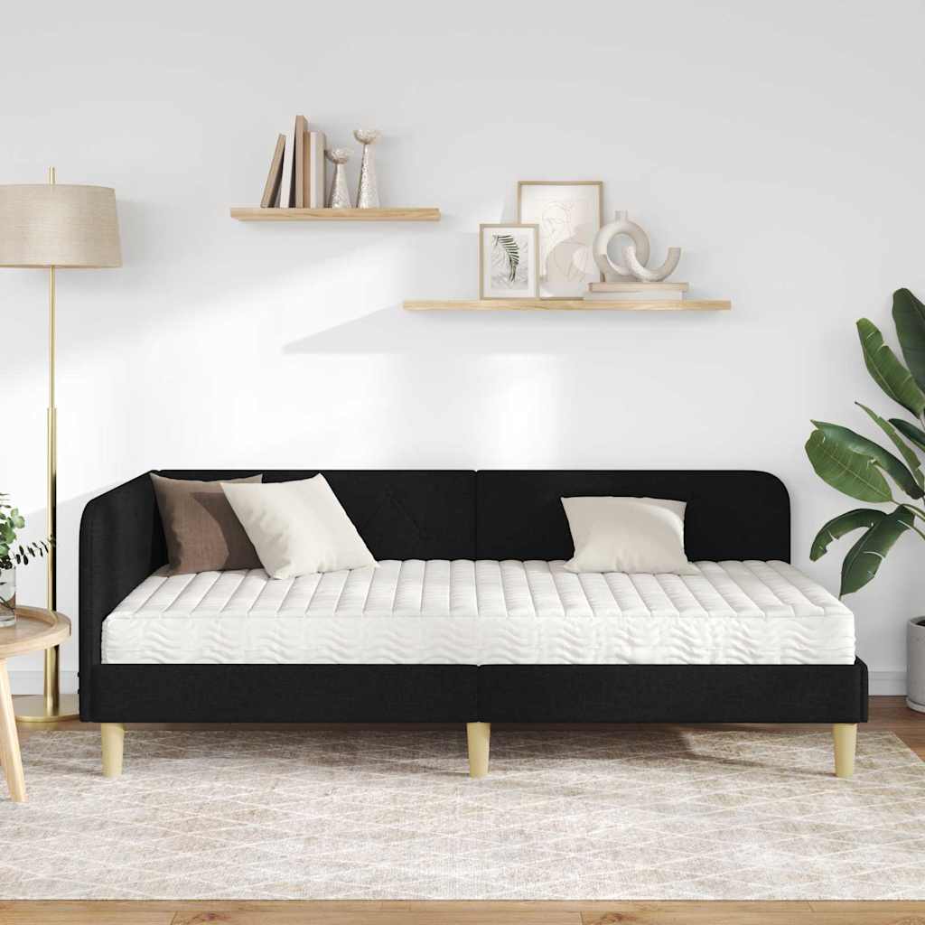 Kutni okvir kreveta Crna 90 x 190 cm tkanina