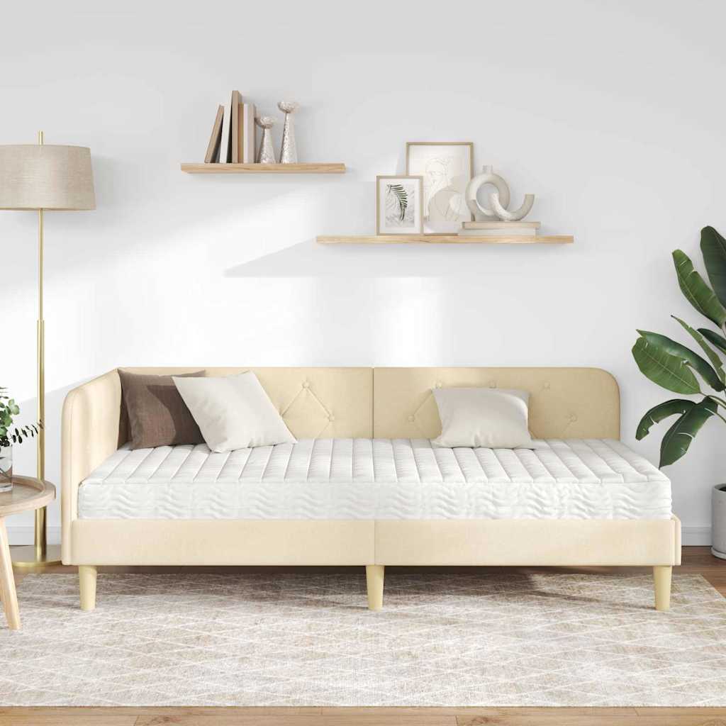 Kutni okvir kreveta Krema 90 x 190 cm tkanina