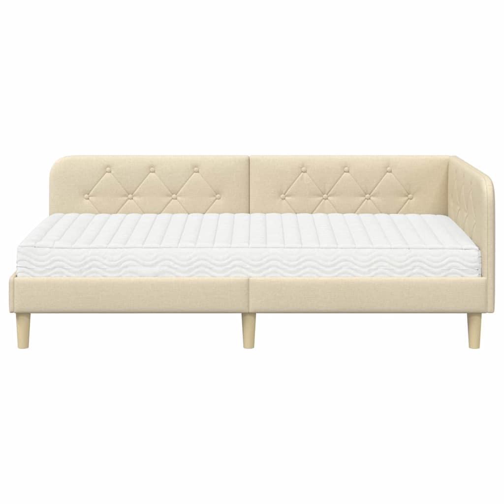 Kutni okvir kreveta Krema 90 x 190 cm tkanina