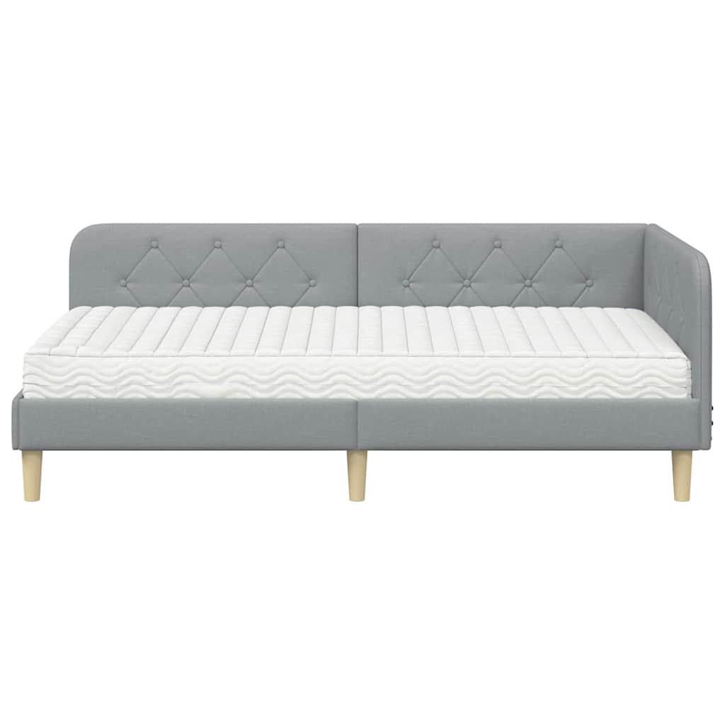 Kutni okvir kreveta Svijetlo siva 90 x 200 cm tkanina