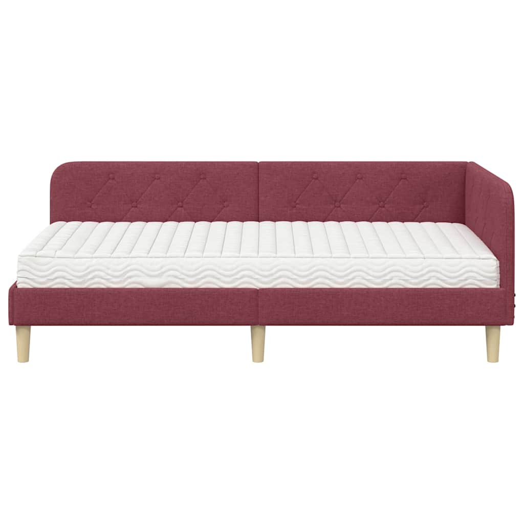 Kutni okvir kreveta Vinska crvena 90 x 200 cm tkanina