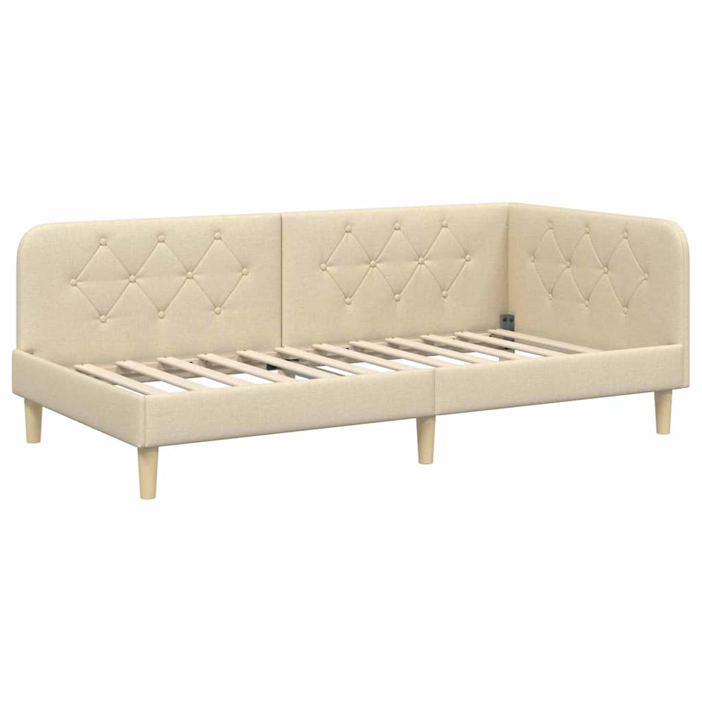 Kutni okvir kreveta Krema 90 x 200 cm tkanina