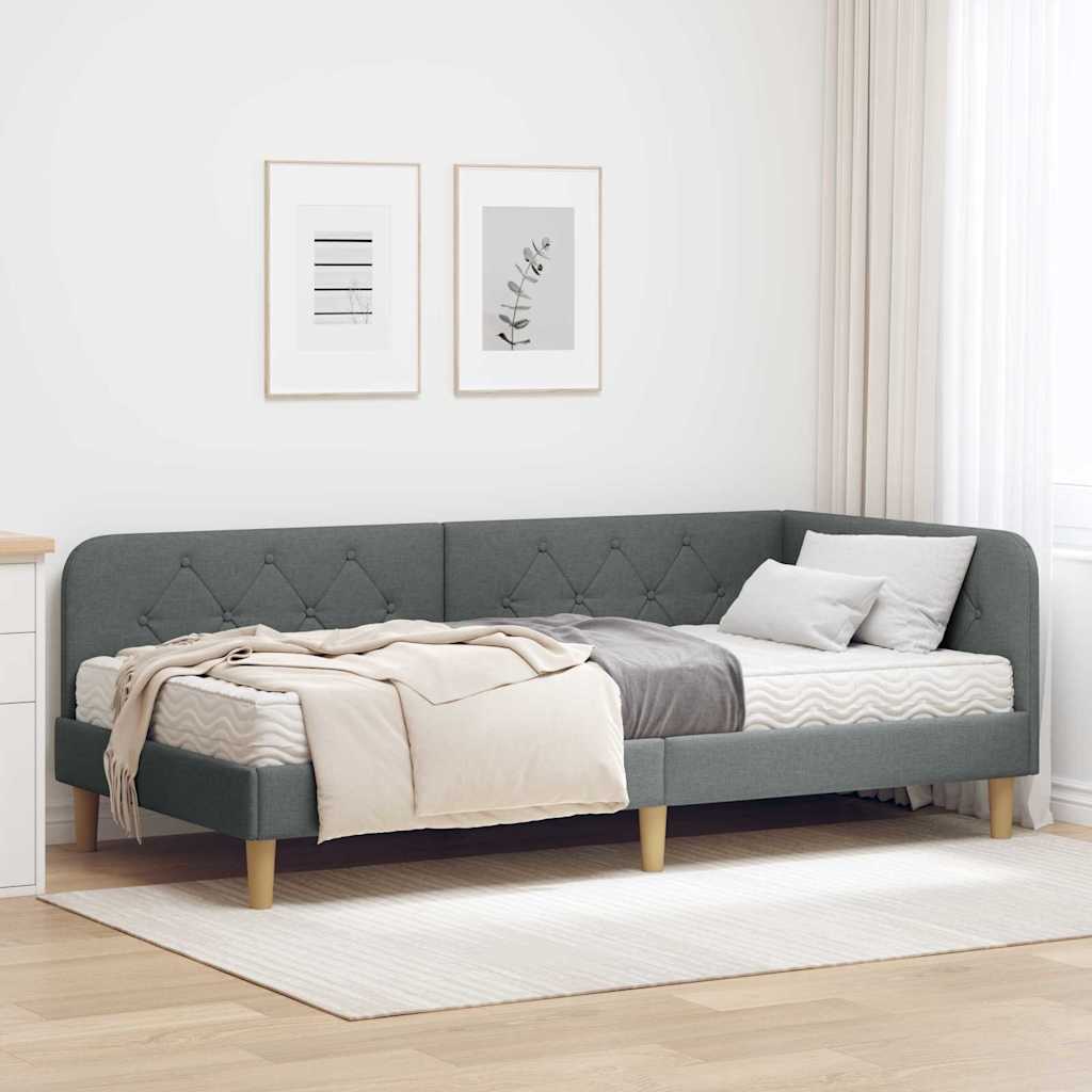 Kutni okvir kreveta Tamno siva 100 x 200 cm tkanina