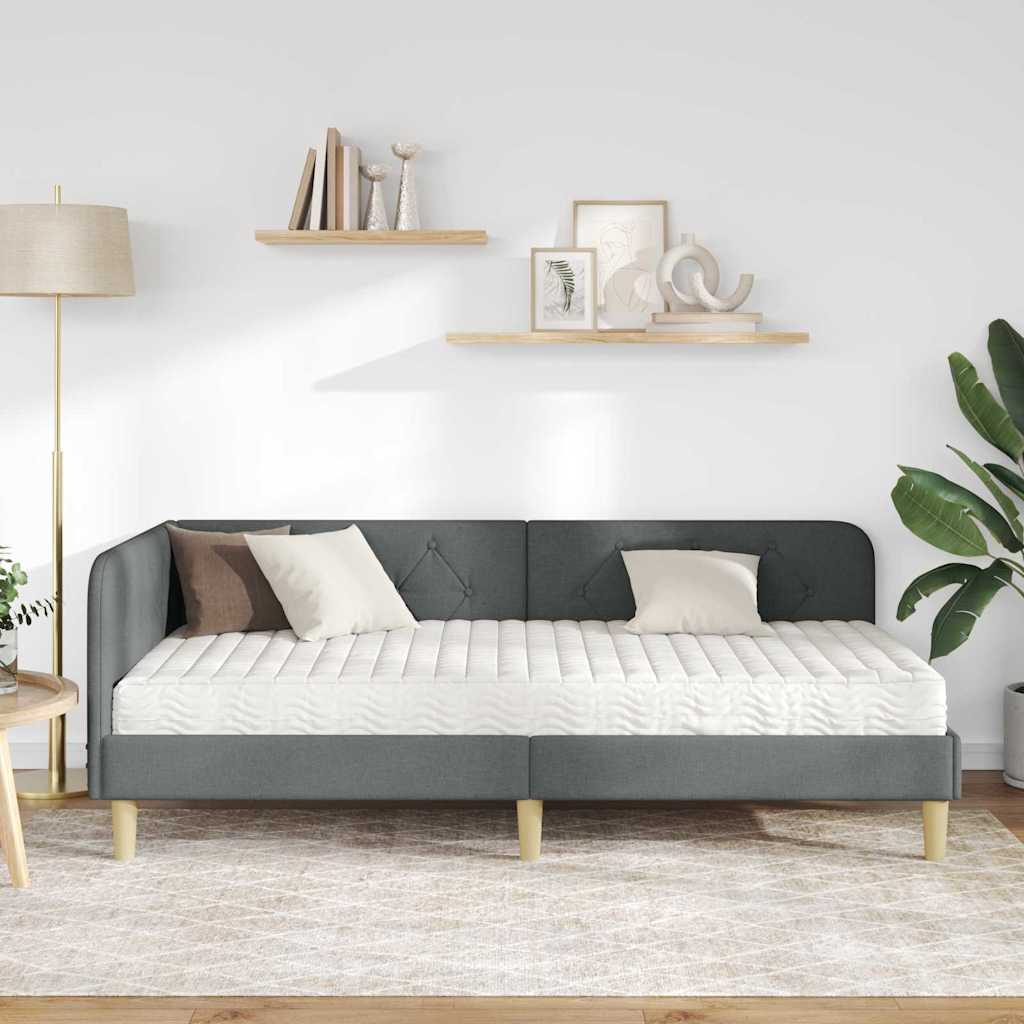 Kutni okvir kreveta Tamno siva 100 x 200 cm tkanina