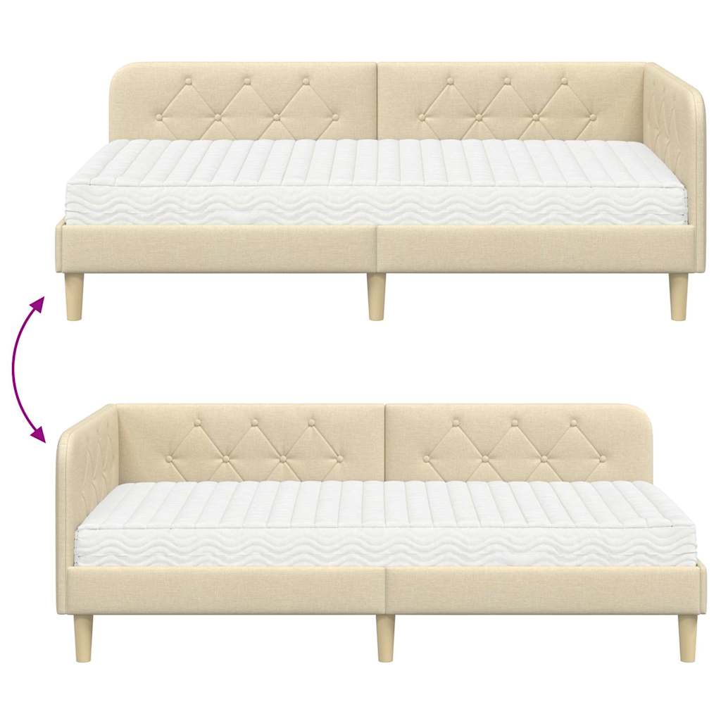 Kutni okvir kreveta Krema 100 x 200 cm tkanina