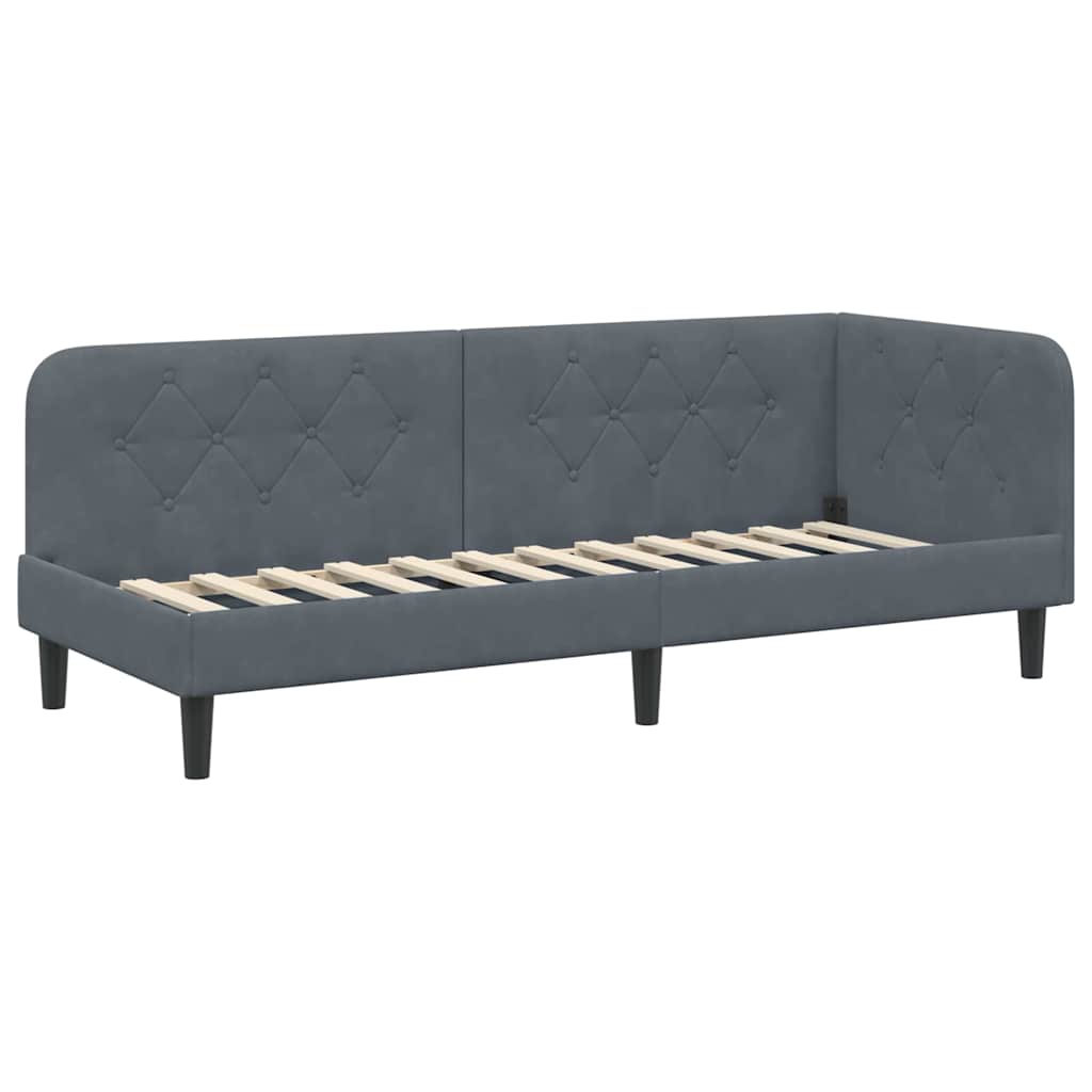 Kutni okvir kreveta Tamno siva 80 x 200 cm Baršun