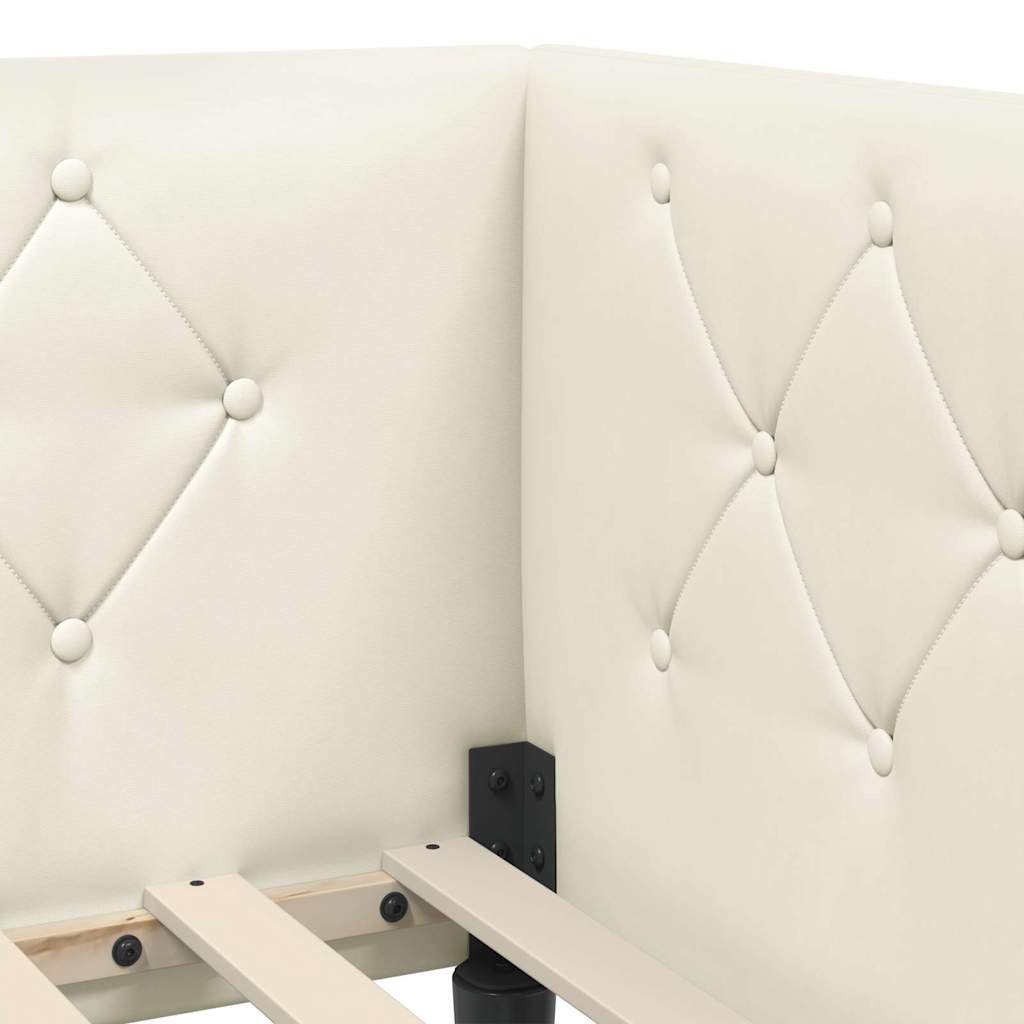 Kutni okvir kreveta Krema 90 x 190 cm Baršun