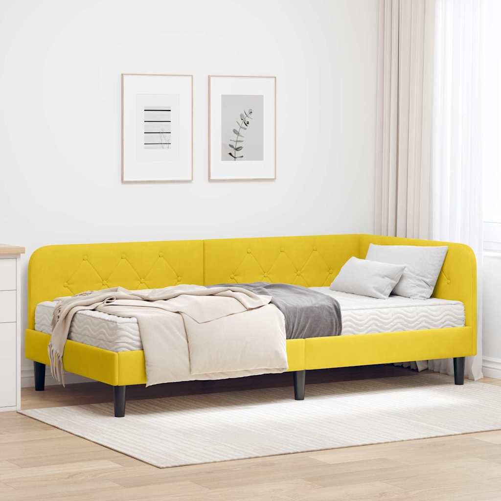 Kutni okvir kreveta Žuta 100 x 200 cm Baršun