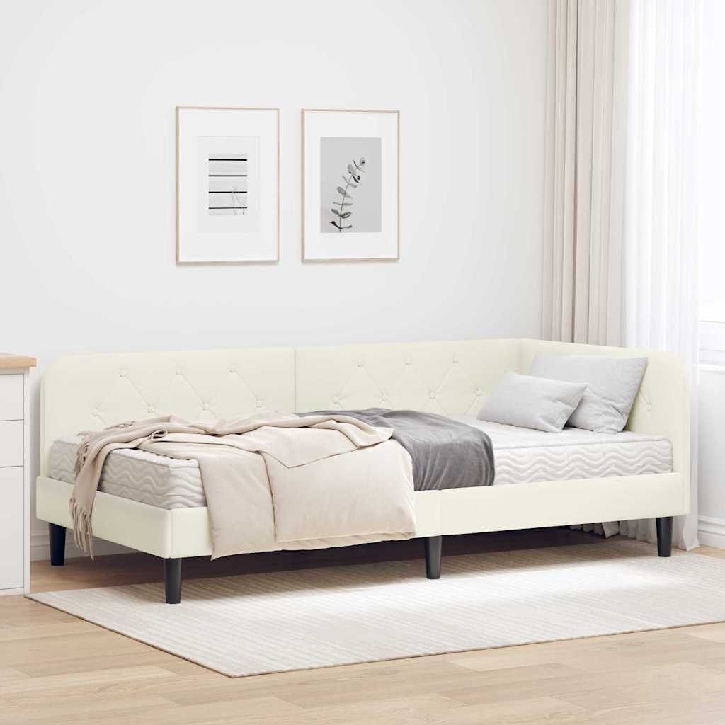 Kutni okvir kreveta Krema 100 x 200 cm Baršun
