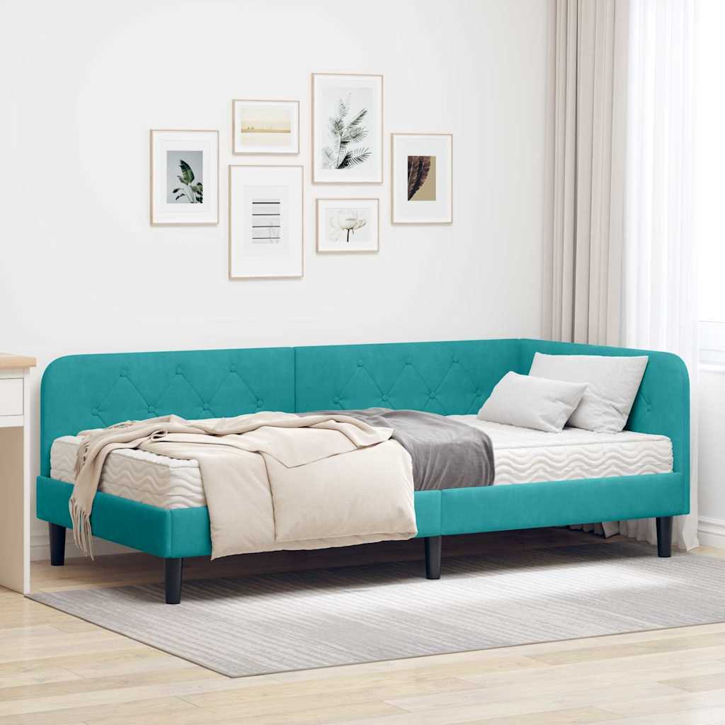 Kutni okvir kreveta Tirkizna 100 x 200 cm Baršun