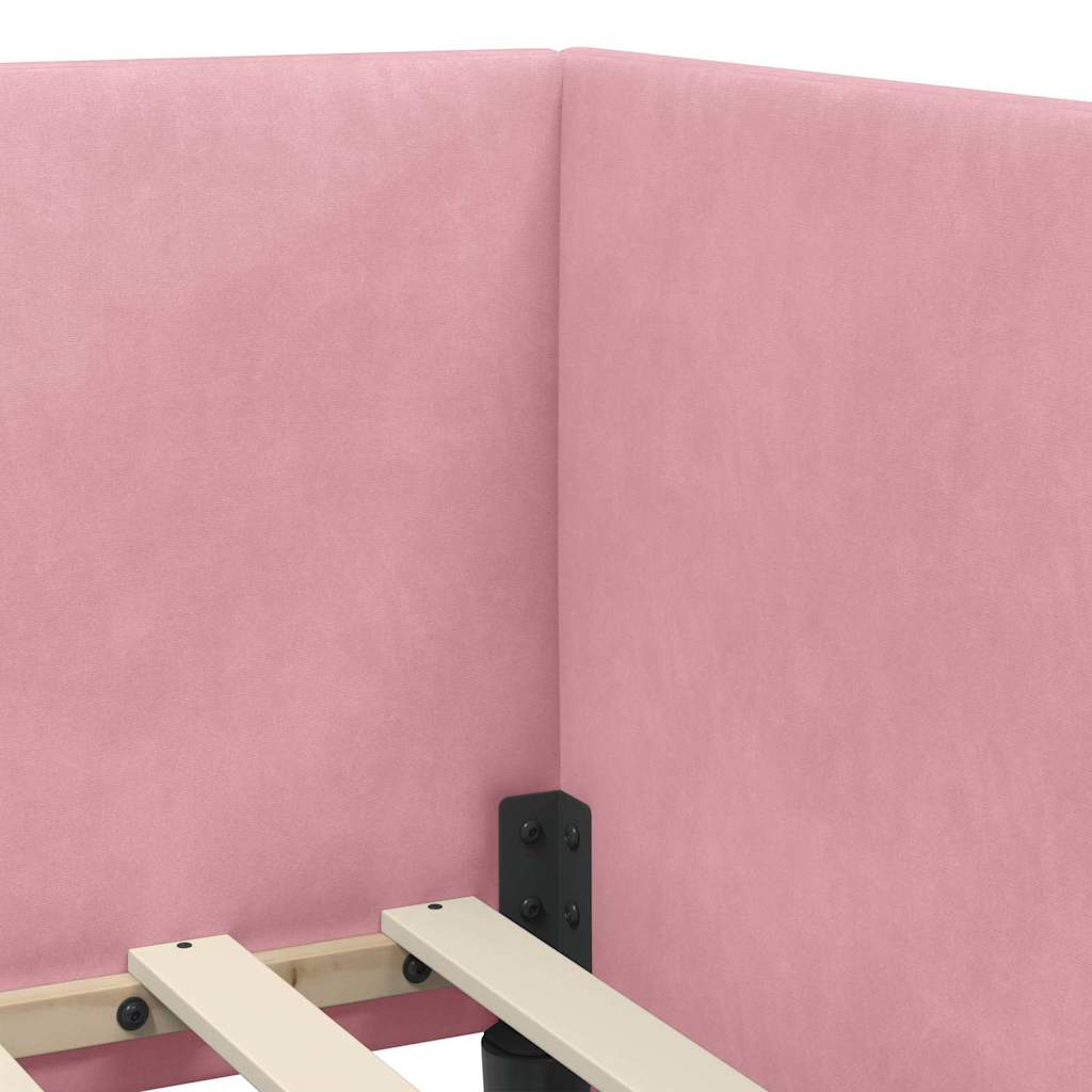 Kutni krevetni okvir s madracem 2 kom. Ružičasta 90 x 190 cm