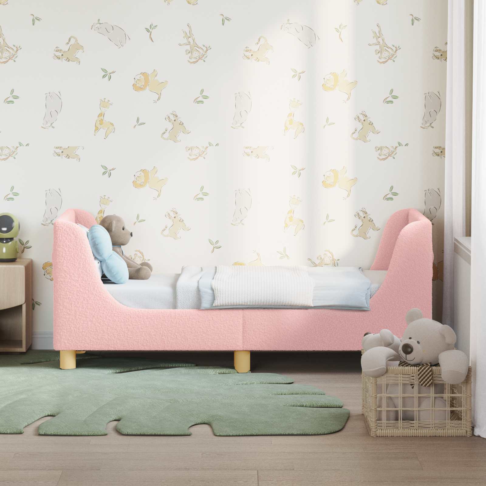 Okvir kreveta za malu djecu s naslonom Ružičasta 70 x 140 cm