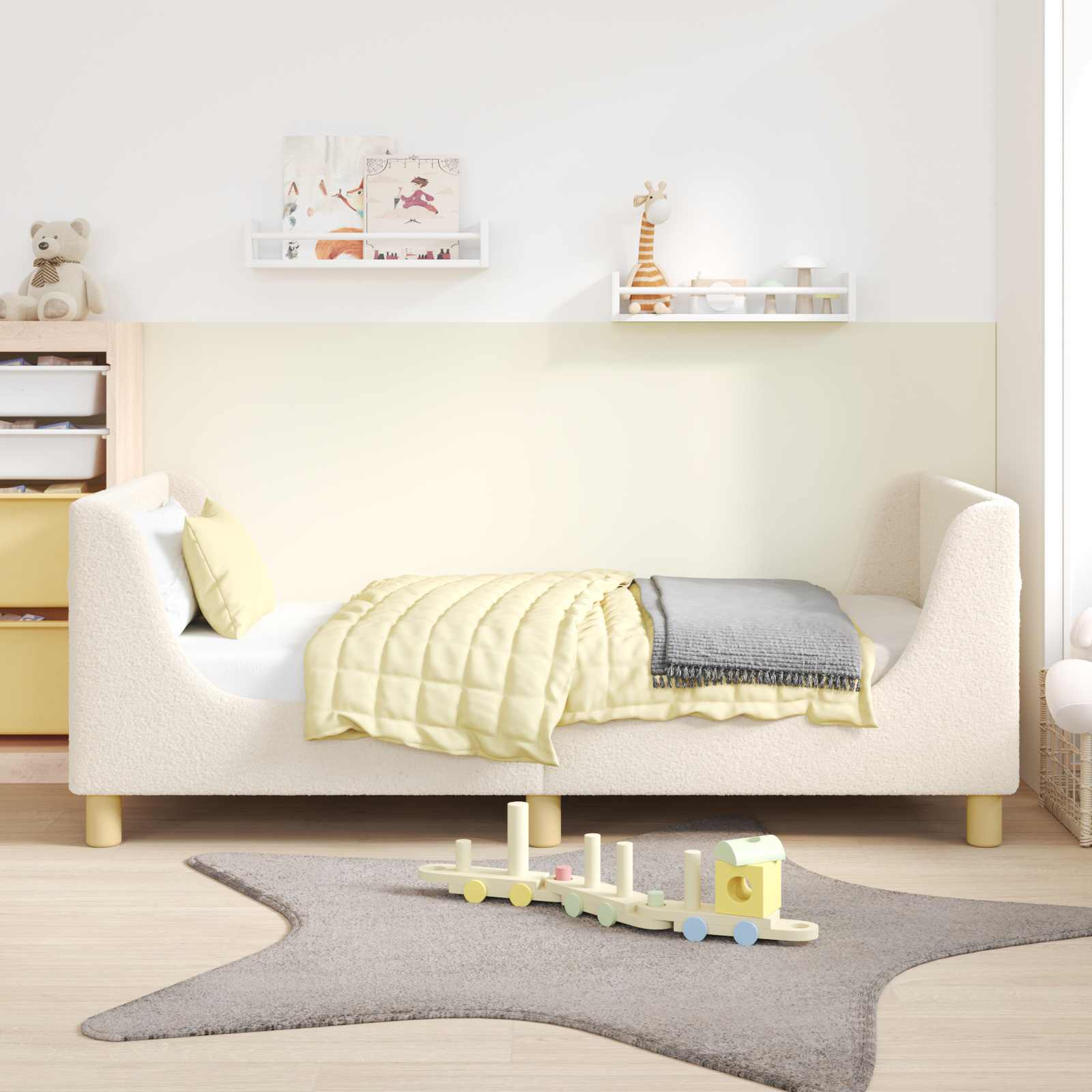 Krevet za djecu s uzglavljem Krem 80 x 160 cm Bouclé