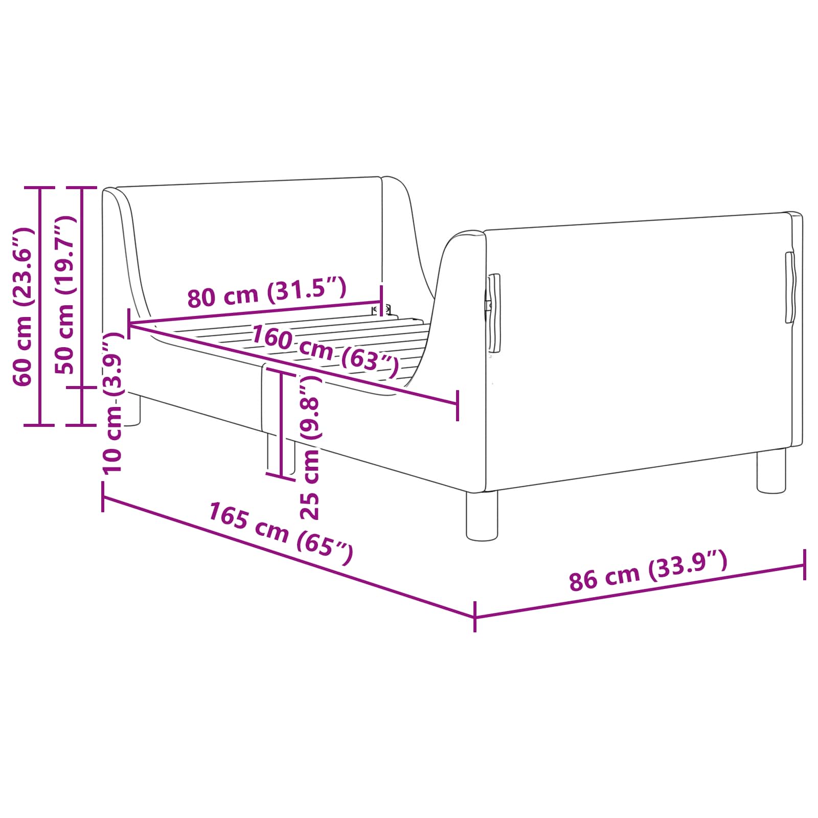 Krevet za djecu s uzglavljem Krem 80 x 160 cm Bouclé