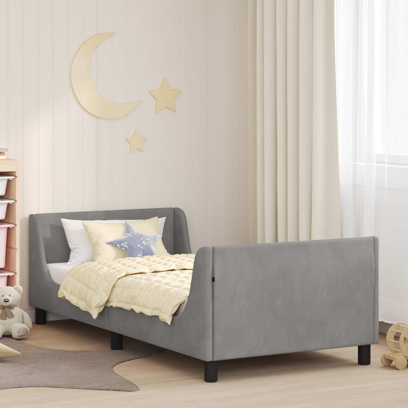 Krevet za djecu s uzglavljem Svijetlo siva 80 x 200 cm Baršun