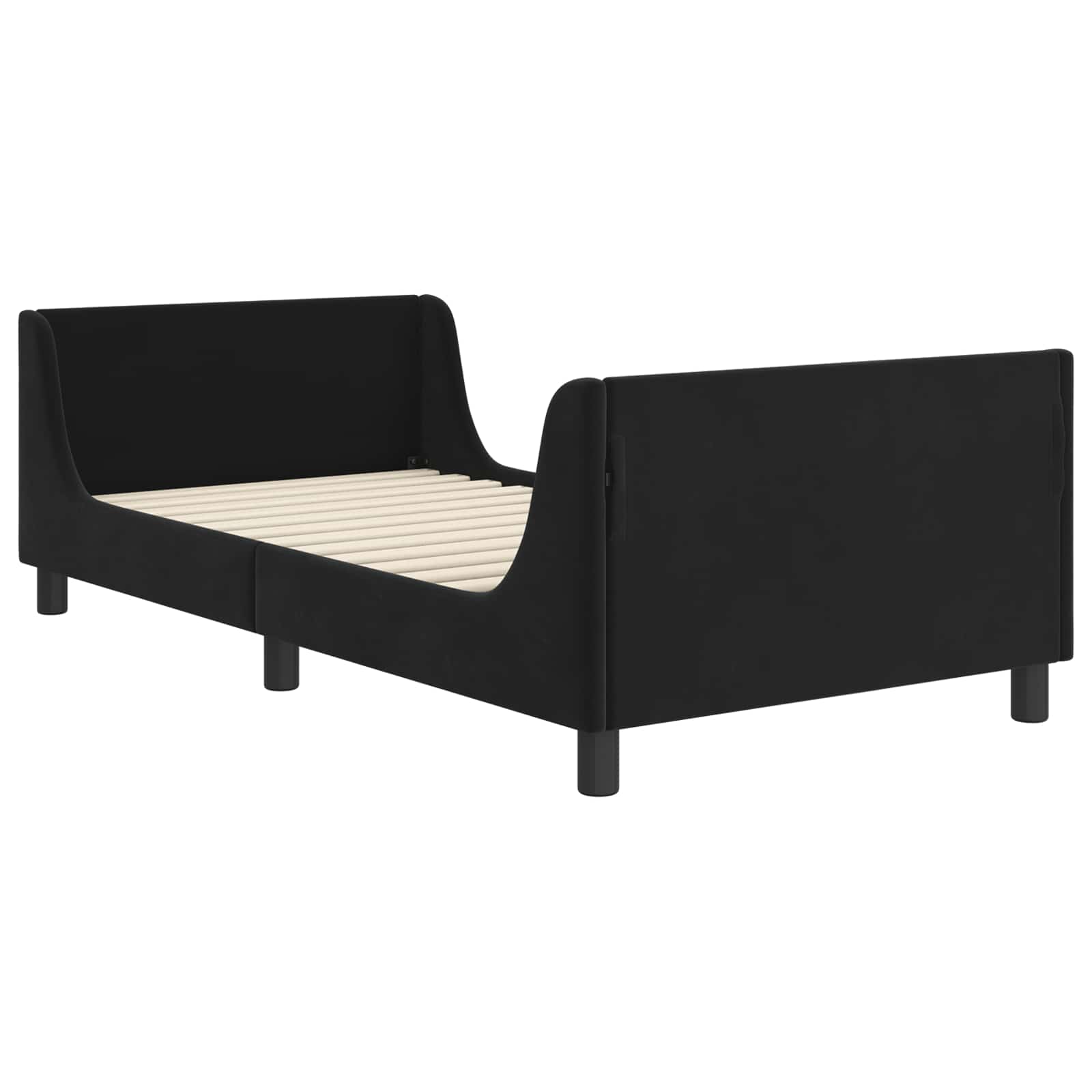 Krevet za djecu s uzglavljem Crna 90 x 190 cm Baršun