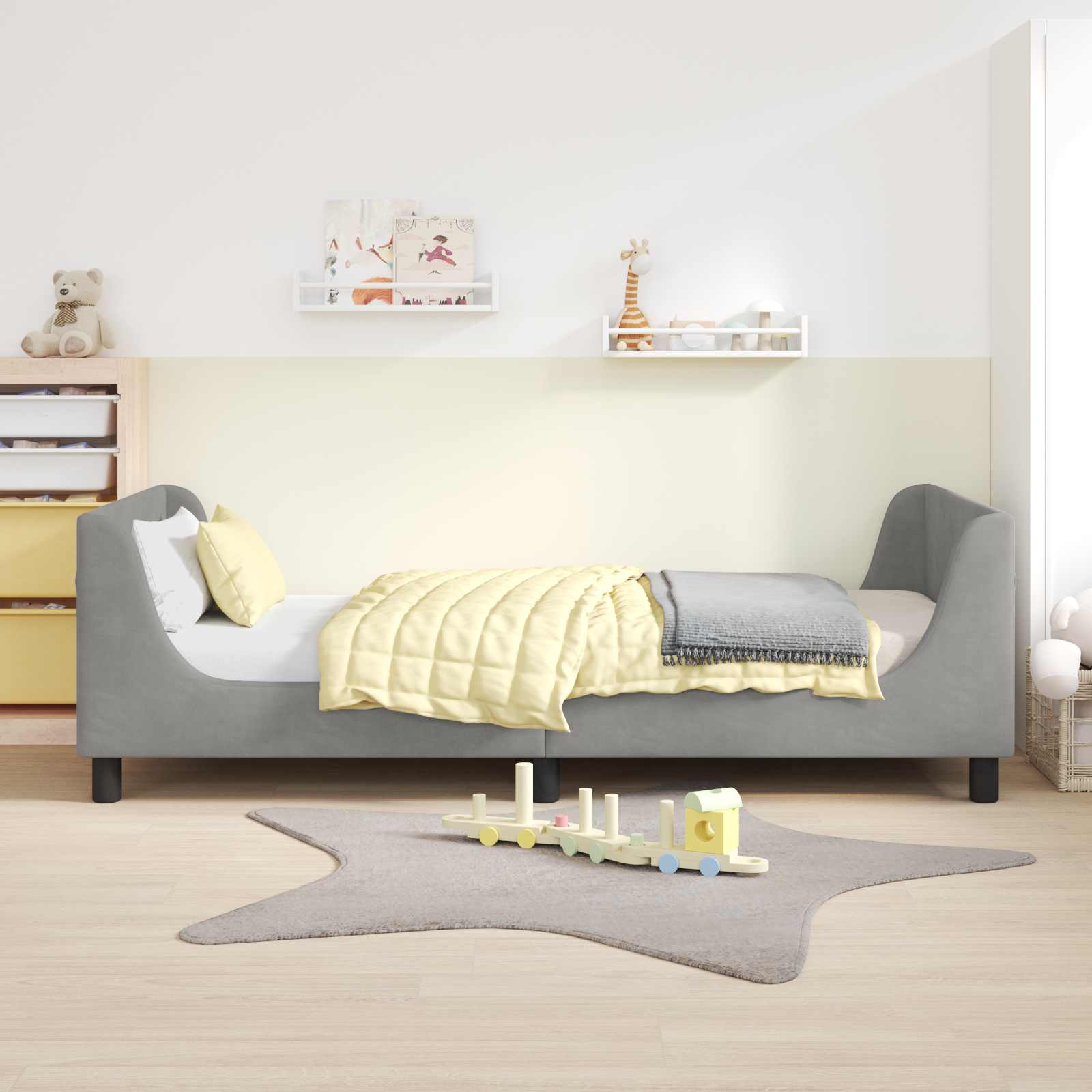 Krevet za djecu s uzglavljem Svijetlo siva 90 x 200 cm Baršun
