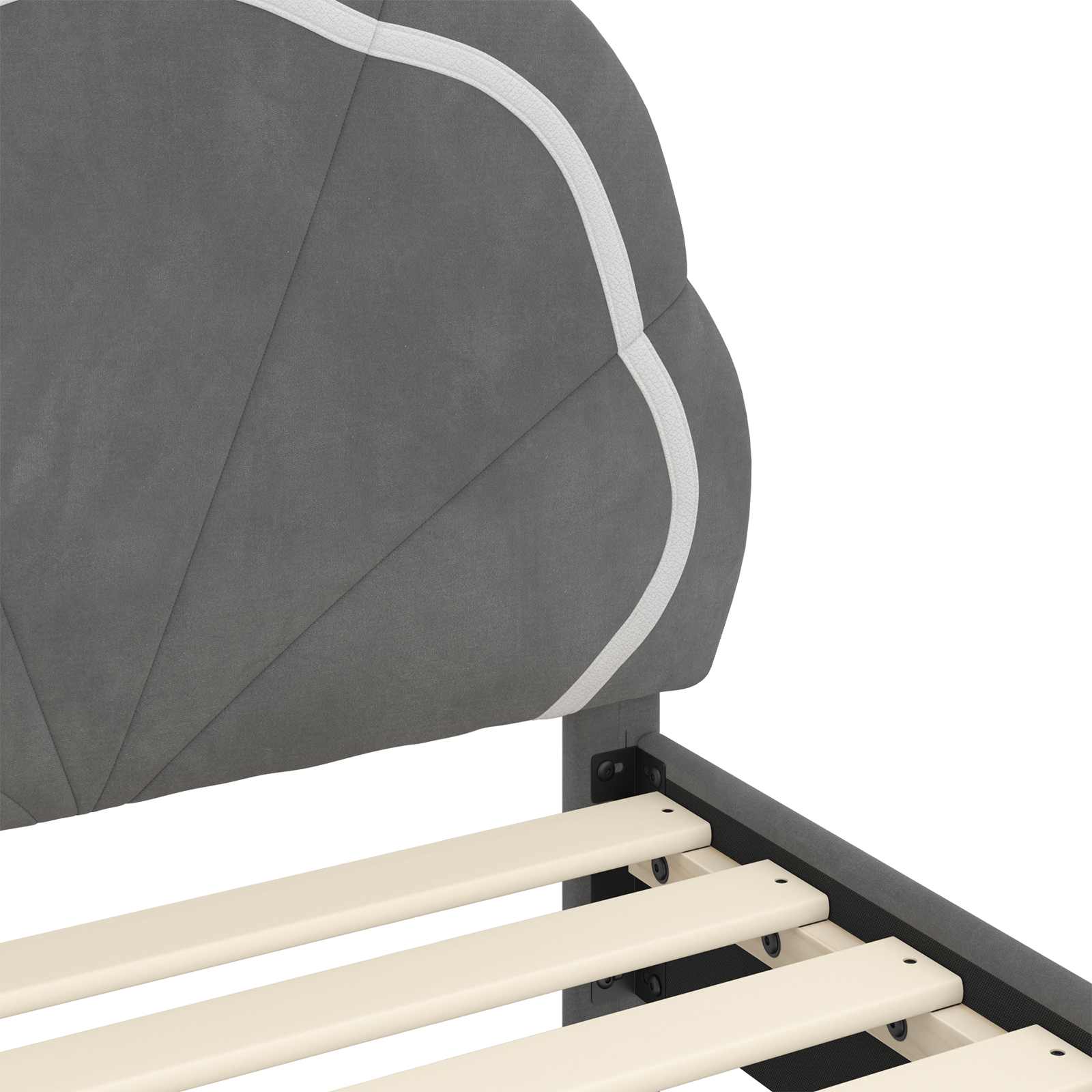 Krevet za djecu s uzglavljem Tamno siva 90 x 190 cm Baršun