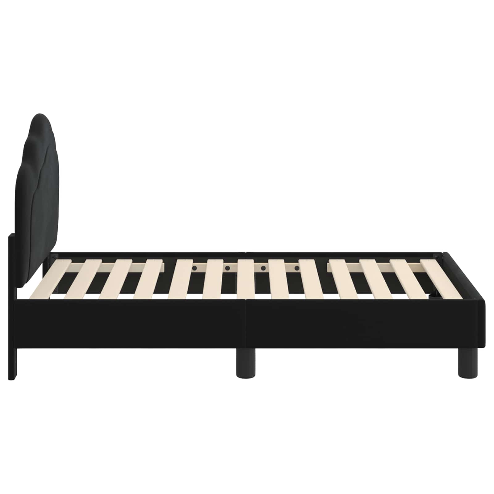 Okvir kreveta za malu djecu s naslonom Crna 70 x 140 cm Baršun