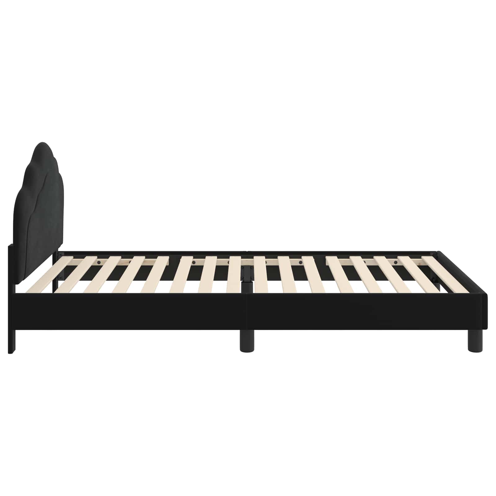 Krevet za djecu s uzglavljem Crna 90 x 190 cm Baršun