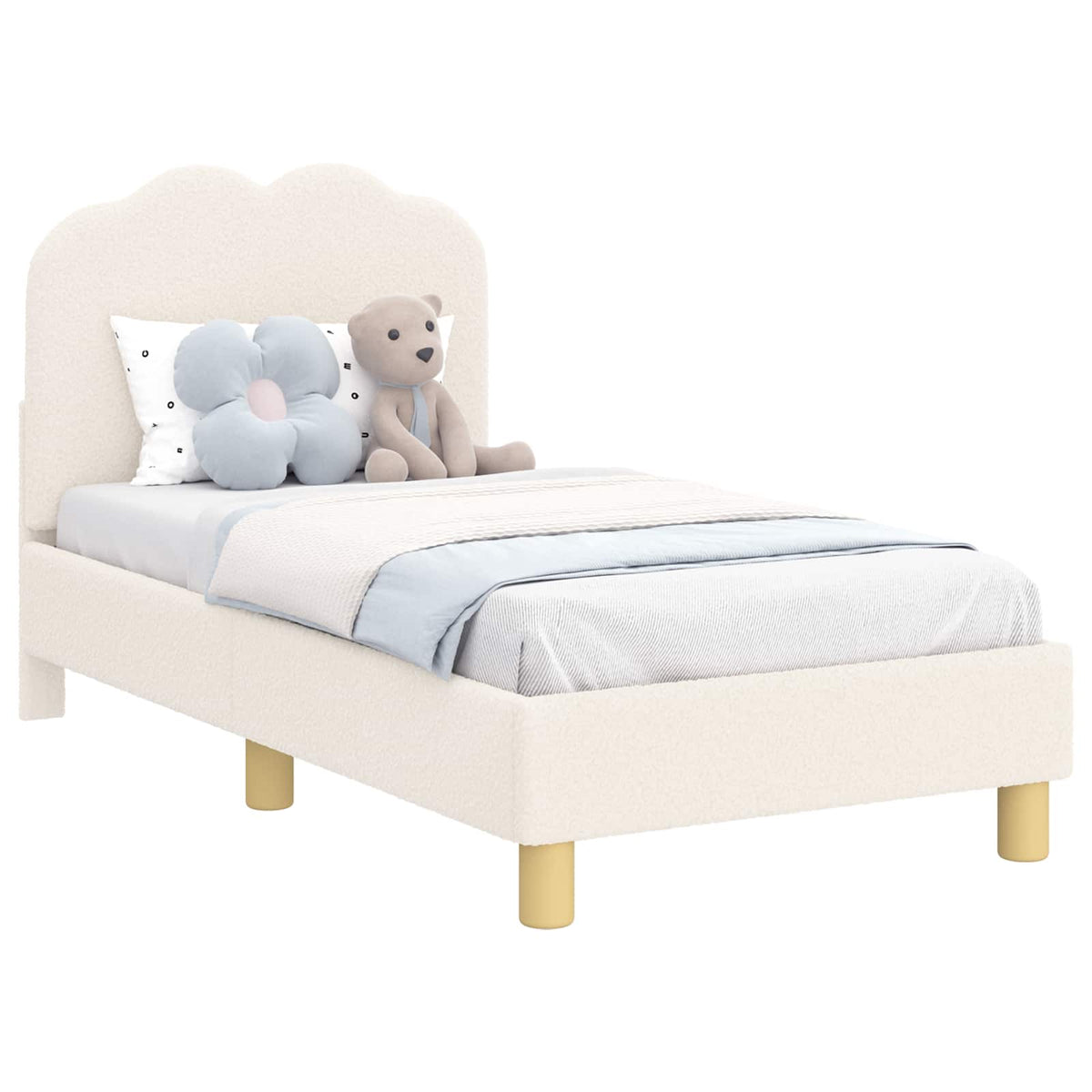 Okvir kreveta za malu djecu s naslonom Krem 70 x 140 cm Bouclé