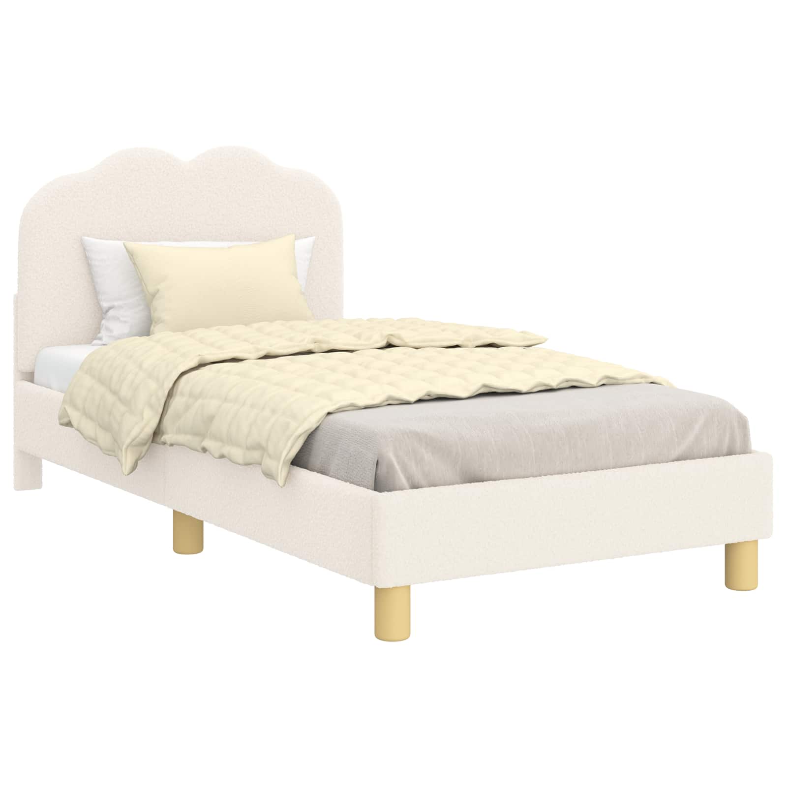 Krevet za djecu s uzglavljem Krem 80 x 160 cm Bouclé