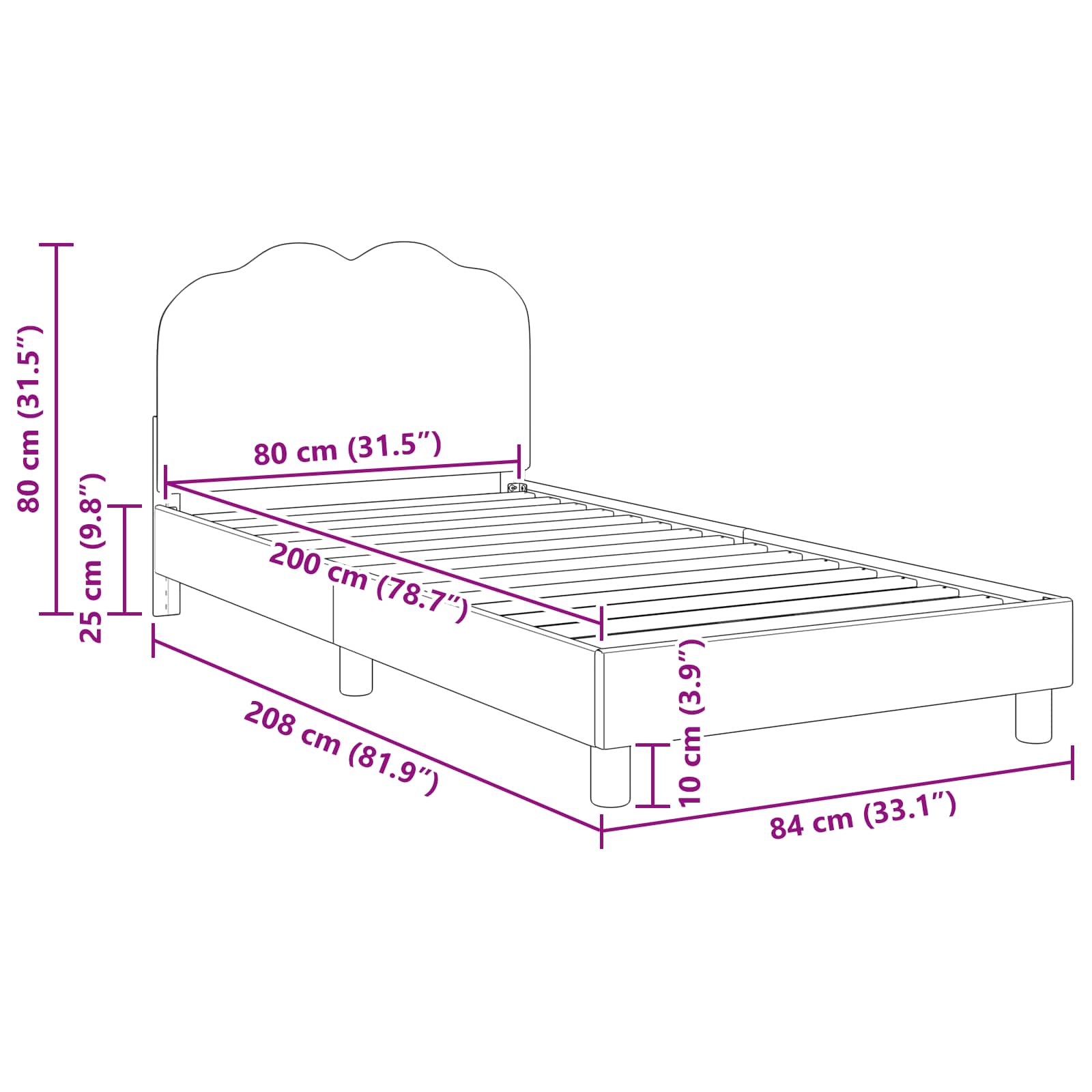 Krevet za djecu s uzglavljem Krema 80 x 200 cm Vuna