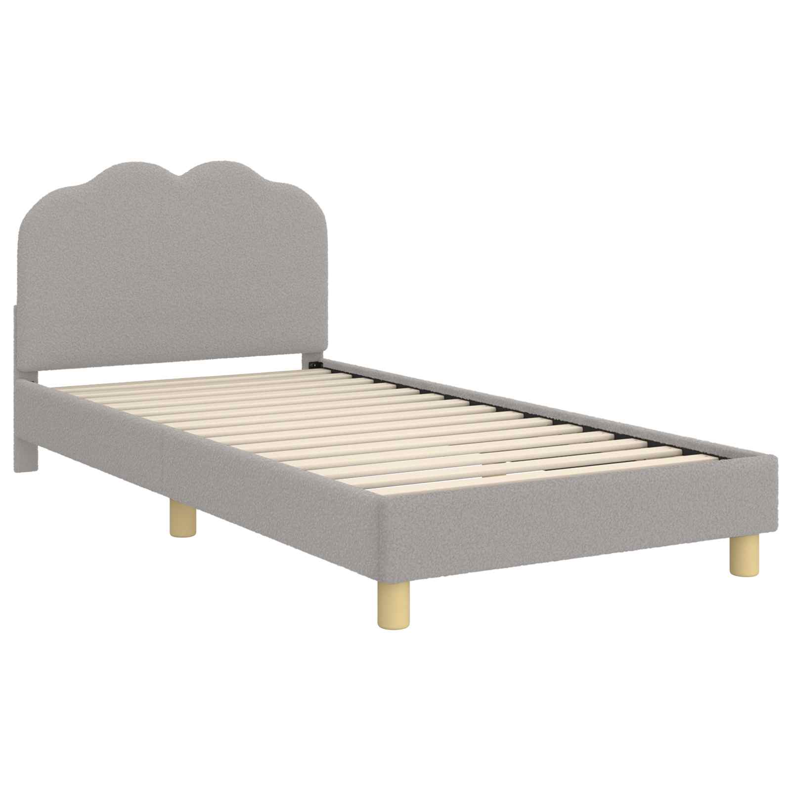 Krevet za djecu s uzglavljem Svjetlosiva 90 x 190 cm Bouclé