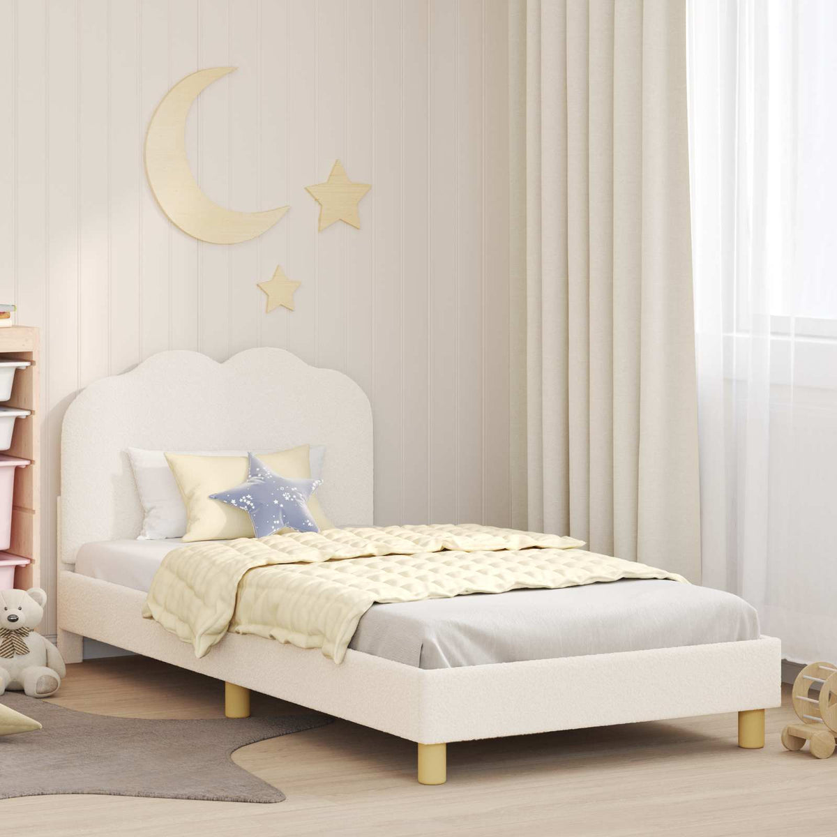 Krevet za djecu s uzglavljem Krem 90 x 200 cm Bouclé